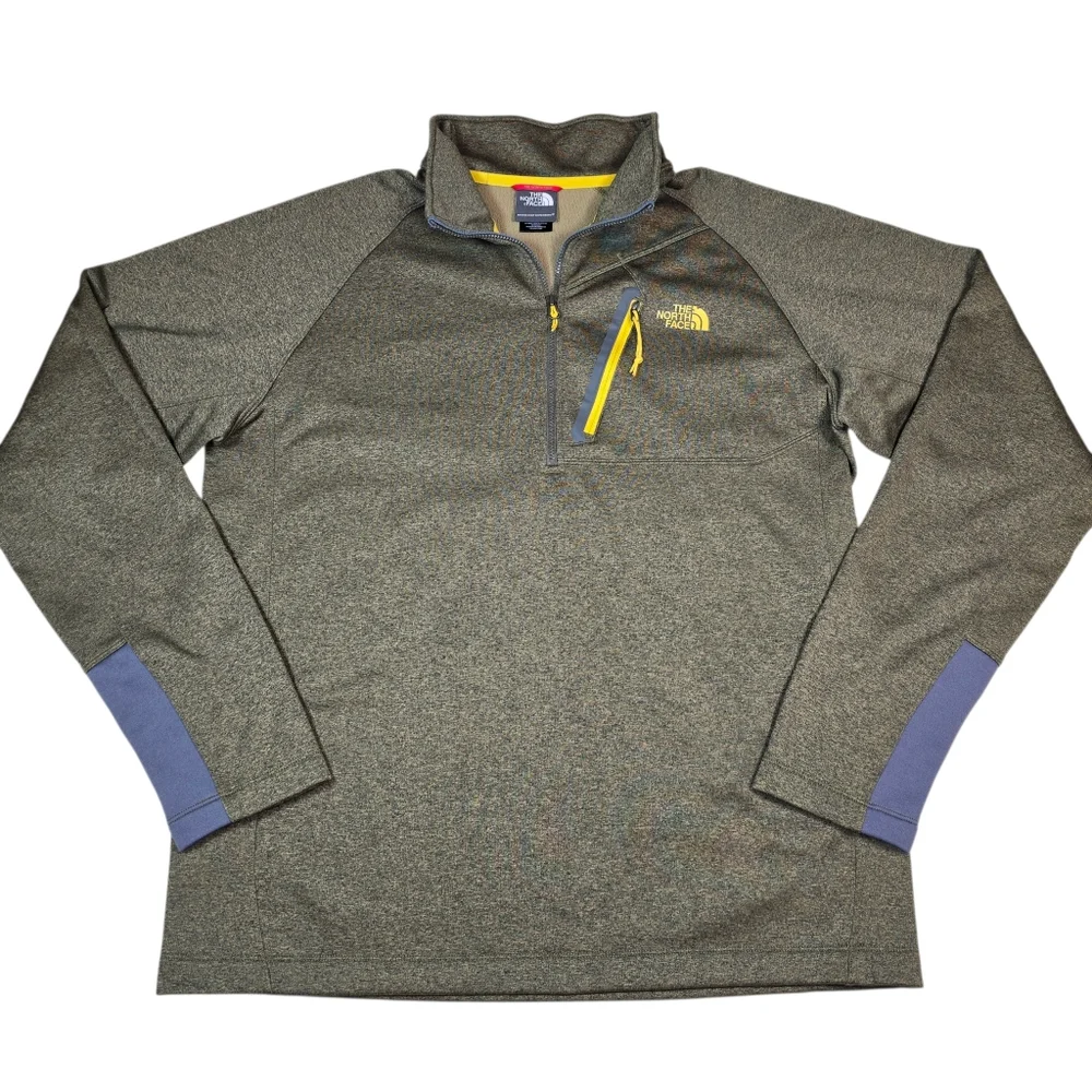 The North Face Men's Canyonlands‎ Fleece 1/2 Zip Pullover, Green/Yellow, Size L